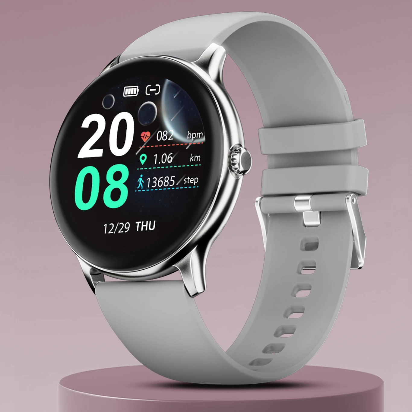 Fire-Boltt Hurricane 2026 1.3" Curved Glass Display with BT Calling, 100+ Sports Modes Smartwatch (Silver Grey Strap, Free Size)